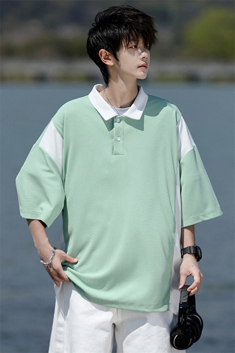 8XL-M拼接撞色短袖t恤男款夏季新款半袖POLO衫加肥加大码DT004P38,男装Polo衫,电商B312