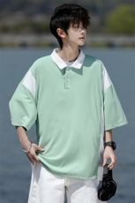 8XL-M拼接撞色短袖t恤男款夏季新款半袖POLO衫加肥加大码DT004P38，男装Polo衫，电商B312