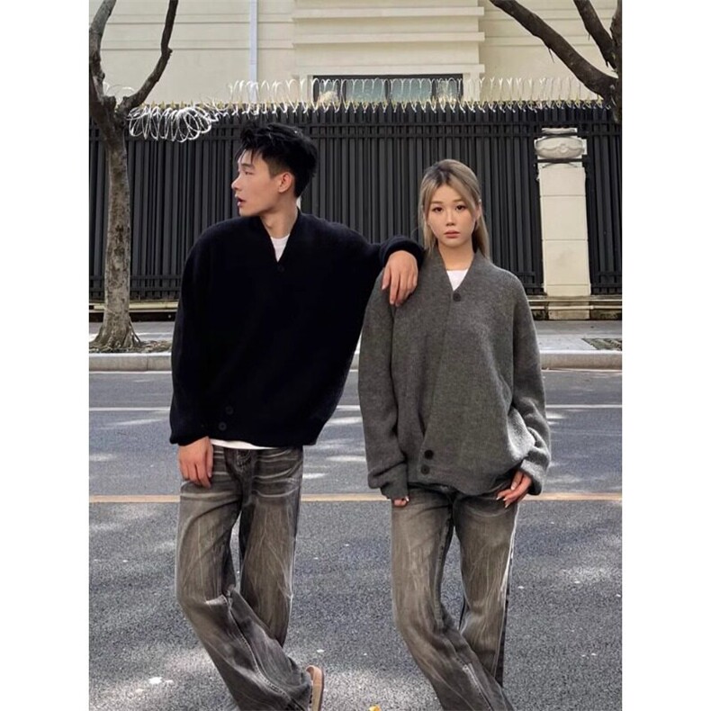 灰色道袍开衫毛衣牌慵懒风情侣外套宽松针织衫MY2369特P55,男装针织衫/毛衣,星座908-1