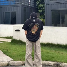 大理石暗纹直筒阔腿休闲裤潮牌高街工装Cargo伞兵裤网K304-P52，男装工装外套，星座1001-1