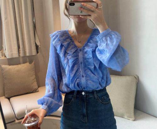 【现货】春季新款韩版泡泡双层领上衣，女装，新袖