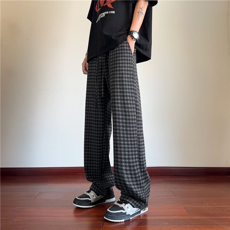 直播间2025夏季新款内景大码美式撞色格子裤K2515*P45控68,男装休闲裤,星座227-1