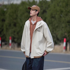 春季新款潮牌假两件连帽时尚夹克宽松百搭夹克外套CYJK9258-P80，男装夹克，电商A128