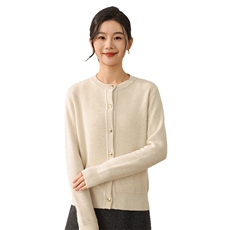 2025年秋季新款百搭圆领小香风金豆线开衫，女装羊毛衫，慕洵羊绒