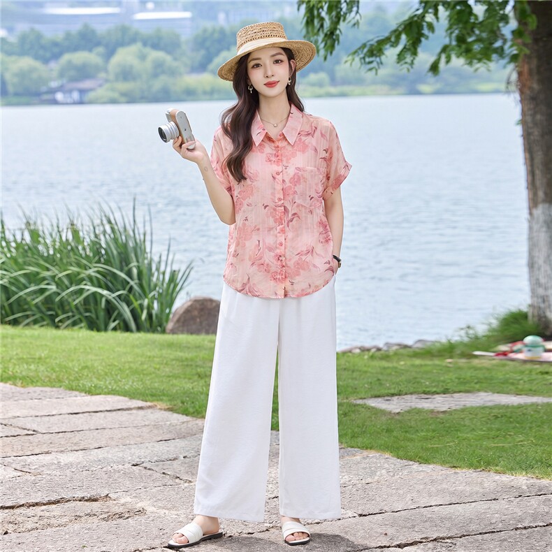 现货！2026年夏季时尚简约大方气质优雅宽松休闲两件套裤套装女,女装套装/套裙,衣之秀