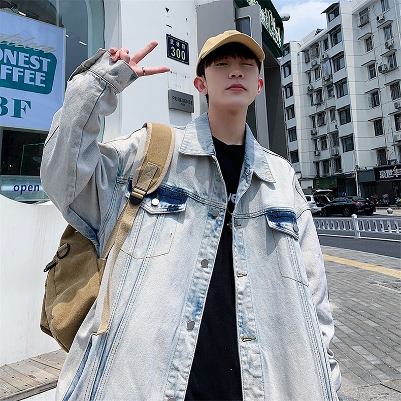 水洗白做旧工装牛仔外套男潮复古衣服春季休闲高街夹克JK857-P70,男装夹克,星座1103-3