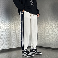 春秋季男士拼色束脚休闲裤时尚百搭大码直筒卫裤C208A-6805-特P48，男装休闲裤，电商C208A