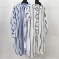 2021春季新款时尚百搭休闲条纹长款衬衫，女装衬衫，小林双子