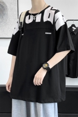 货足8XL-M美式纯短袖T恤男2023夏季新款ins潮胖子体恤加肥加大，男装T恤，钱塘717(原712)