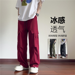 户外工装口袋褶皱设计宽松透气休闲冰丝裤B315-K24180-特P35控68图片