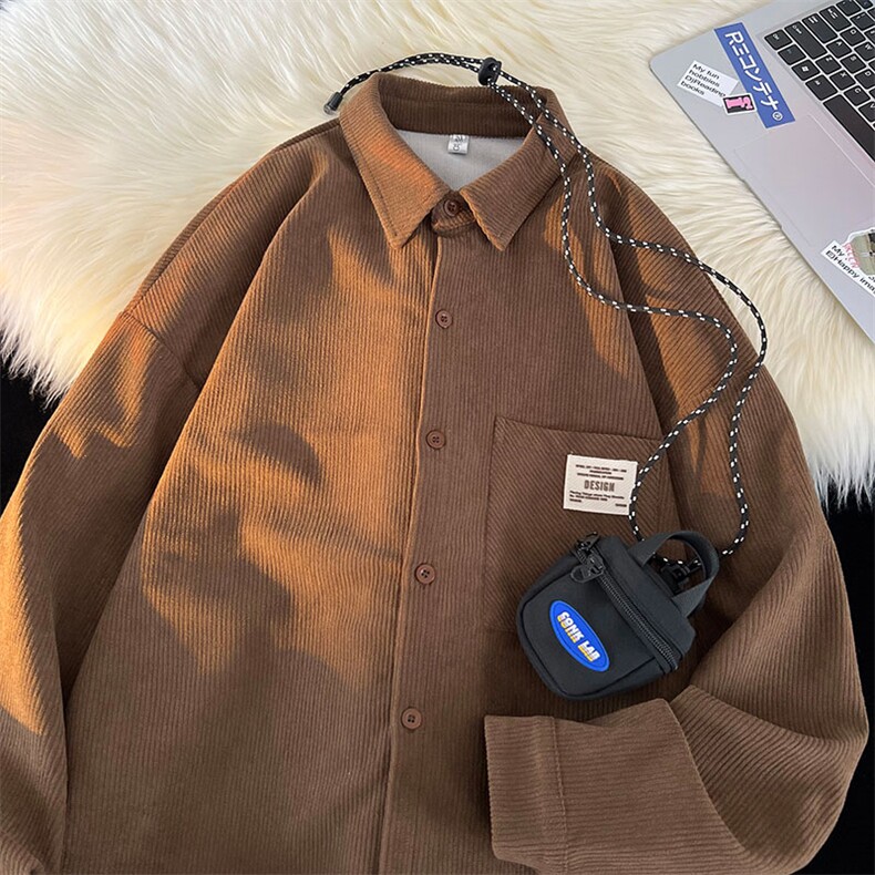 衬衫男秋季新款港风宽松灯芯绒大码长袖衬衣CS025-P38(现货），男装衬衫，星座214-3