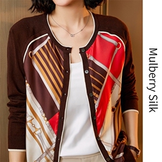 时尚都市风优雅印花真丝衬衫展现女性魅力与气质，女装衬衫，宋氏羊绒