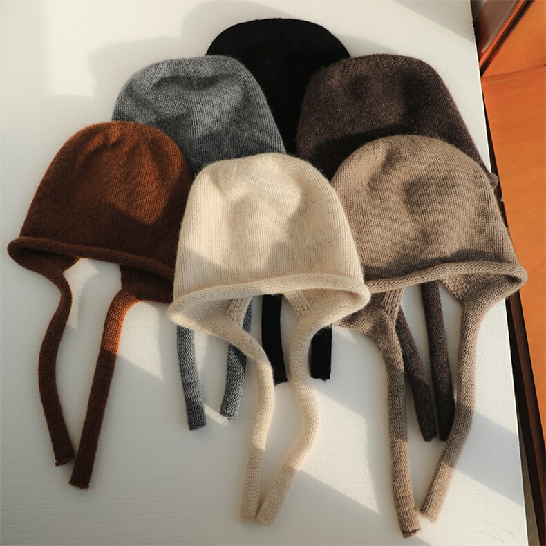 山针织帽女秋冬防寒保暖遮耳毛线包头帽子，帽子，蒙娇羊绒