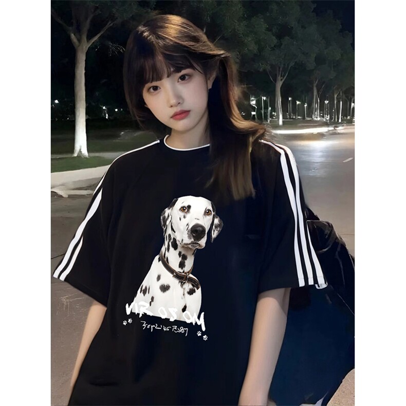抖音得物高品质二开240克宽松纯棉美式潮牌三条杠织带短袖T恤,男装T恤,电商A486-1