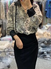 2022秋季新款韩版修身休闲潮百搭水墨画衬衫，女装衬衫，L·H·X