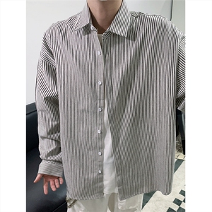 美式黑白条长袖衬衫 加厚版本 C5889-特P28 黑色图片