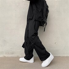 飘带休闲裤男士夏季薄款美式高街痞帅百搭垂感直筒裤子k2670-p35图片