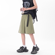 A429-YK188-特P28夏季轻薄透气速干腰带卡扣斜切冰丝短裤，男装牛仔裤，电商A429