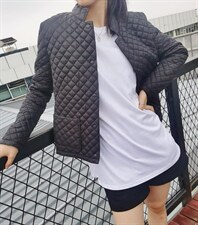 薄切格衣，女装棉衣/棉服，东方模特