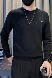 B216 MY5161 P65 2025秋冬装新款男士钢标圆领毛衣 社会小伙风 潮图片