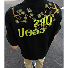 美式罗汉松刺绣短袖男夏季新款字母花卉重磅时尚T恤情侣半袖TTX81，男装T恤，星座208-5