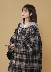 现货中性春季宽松连帽毛呢夹克潮小香风外套XZ811A-JK3016-P75，男装夹克，星座811A