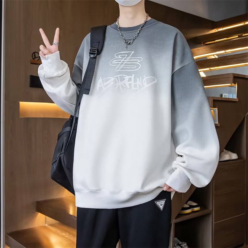 2025春秋款卫衣套装男圆领长袖青少年渐变色棉质初中学生大童男装,男装休闲套装,星座1210-1