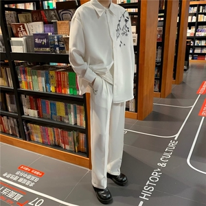 新中式风套装衬衫+长裤长袖潮牌树叶套装 1001-1-TZ211-P70图片