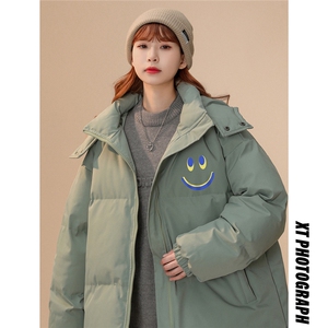 中性风22冬季新品笑脸印花连帽面包服棉服宽松棉衣MY202P115控148图片