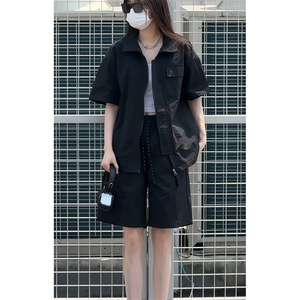 工装短袖衬衫男生休闲美式复古衬衣8028-P38