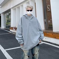 半拉链卫衣男秋季纯色潮流宽松重磅外套ins潮牌连帽衣服Q47/P50，女装短外套，星座506