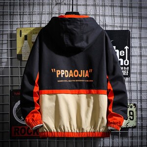 2021秋季新日系网格男魔术贴工装撞色拼接印花夹克外套J6009-P75图片