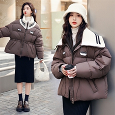 短款羽绒服女冬2024新款韩系ins贴标面包服蓬松90白鸭绒外套，女装羽绒服，韩蜜菓