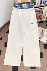 2026年新款港风美式vibe潮牌假两件格子阔腿休闲裤男ZK3791-P43，男装休闲裤，星座313A(原308A-2)