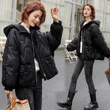 2020冬季新款时尚气质连帽羽绒服女短款宽松显瘦保暖外套，女装卫衣/绒衫，深水步