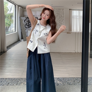 休闲超火娃娃衫阔腿裤套装女夏2025新款大方得体穿搭两件套高级感图片