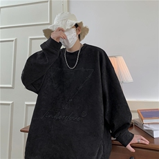 2024秋冬重磅360克麂皮绒刺绣港风卫衣男女1015-3-WY04-P65，男装卫衣，星座904
