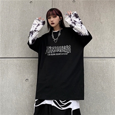 长袖秋款美式街头复古印花设计感个性泼墨扎染假两件上衣E689-P45，男装卫衣，星座911-2(原星座613-2）