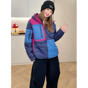 高品 轻量户外保暖撞色连帽男女防水吐司棉服棉衣外套 A1187-P138图片