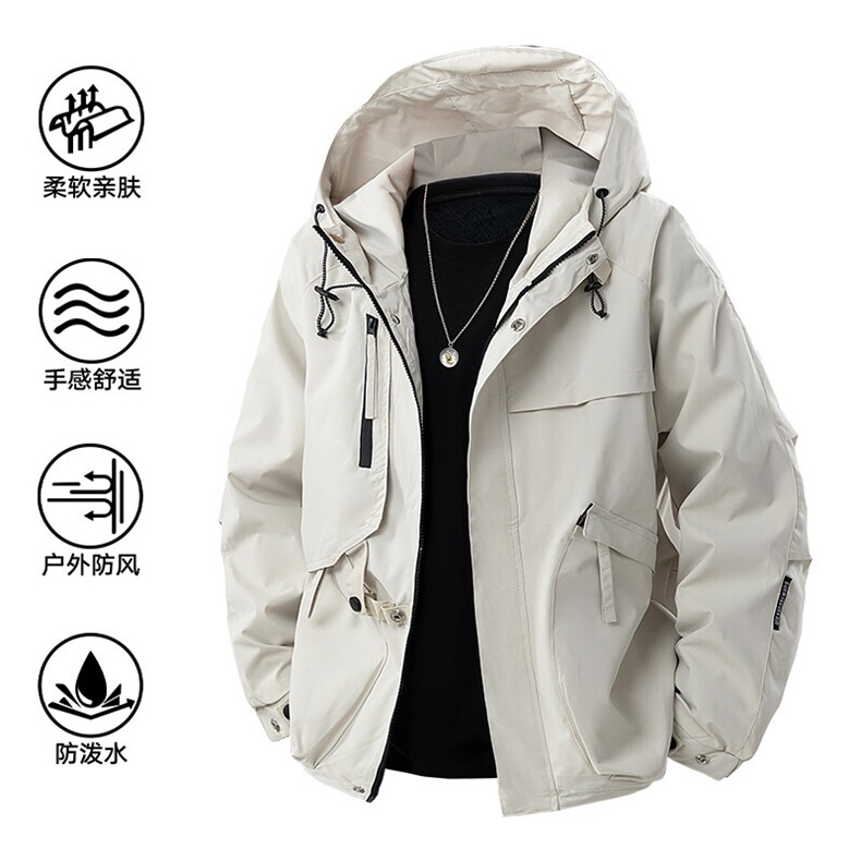 2025春款美式连帽服夹克男港风复古工装外套JK0136-P85图片