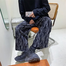 黑色扎染阔腿裤子男女直筒春夏季薄款高腰垂感显瘦休闲拖地裤，男装休闲裤，星座601-2