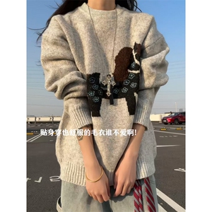 XZ809A/MM18/特P60    提花2026新年小马休闲宽松毛衣图片