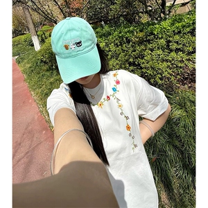 万针全刺绣工艺抖音得物高品质260克重磅纯棉双纱美式高街短袖T恤图片