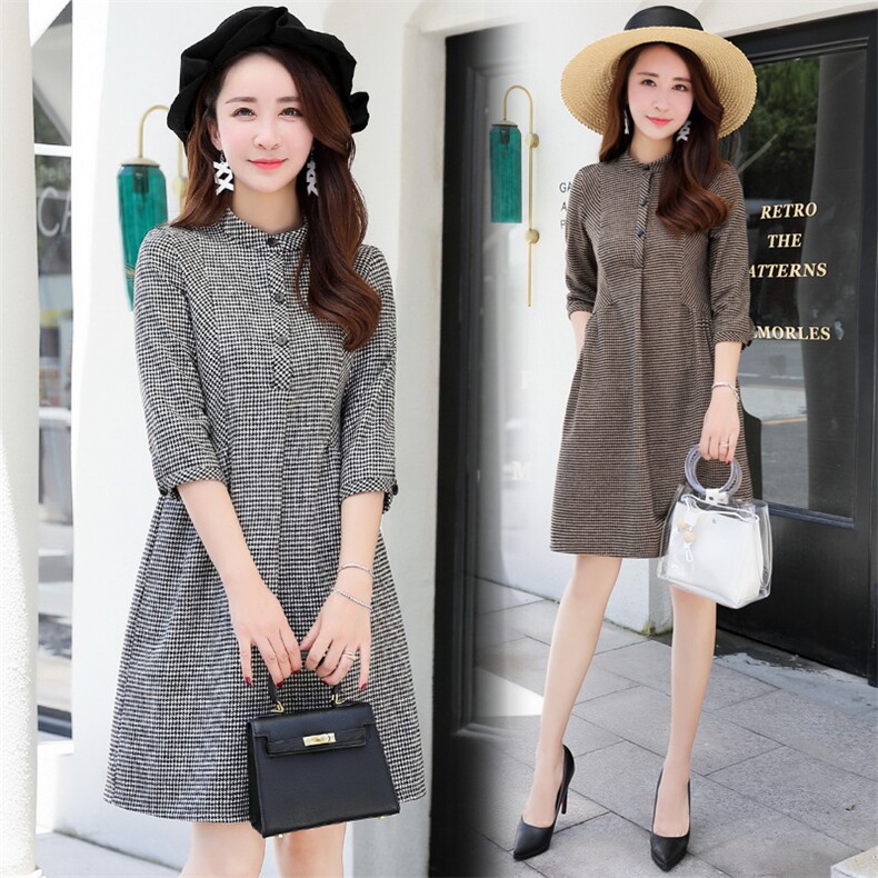 小个子连衣裙150cm显高2025年春秋季新款女装气质格子早春款裙子，女装连衣裙，罗得堡
