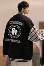 港风秋季新品潮流宽松呢料夹克棒球服外套男女G6707P85控108，男装夹克，电商A268A
