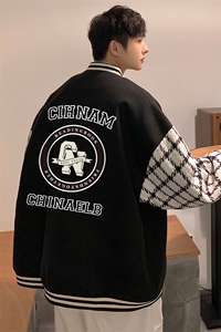 港风  秋季新品潮流宽松呢料夹克棒球服外套男女 G6707 P85控108图片