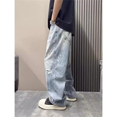 1506-1/KT11901/P51扎染泼墨牛仔裤美式高街潮牌复古水洗破洞男女，男装牛仔裤，星座1506-1