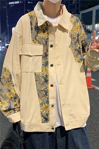 夹克男春秋季潮拼接印花宽松情侣外套港风休闲上衣  W2004-P56图片