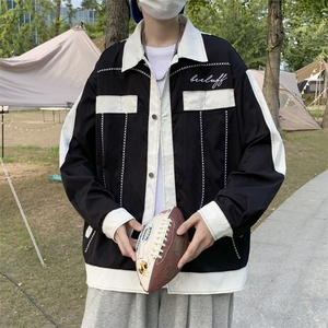 外套男士痞帅潮牌bf港风翻领夹克设计感小众百搭上衣JK0922-P50图片