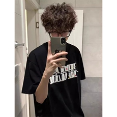 万针全刺绣工艺抖音得物高品质260克重磅纯棉双纱美式高街短袖T恤，男装T恤，电商A486-1